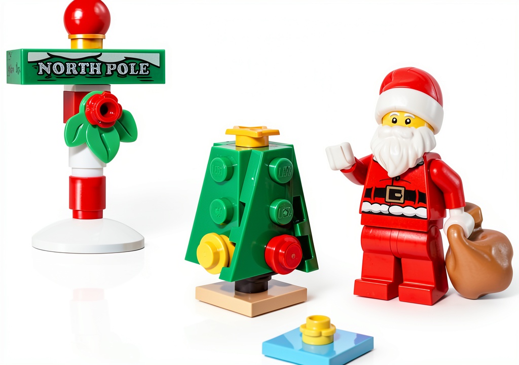 Installing LEGO Santa Claus Minifigure Build Toy for Kids on a wooden desk