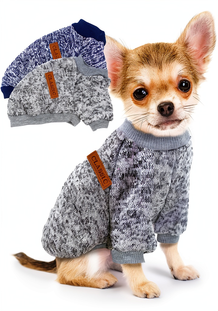 Installing Uswalnna small dog sweater on a miniature dachshund in a living room