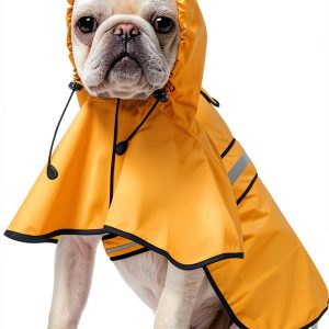 Reflective Dog Raincoat Bisen Adjustable Waterproof Dogs Yellow Medium-0